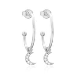 Argola Delicada Com Pingente De Lua Prata 925