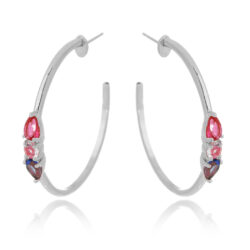Argola De Gotinhas Coloridas Diferentes Lapidações Rodio