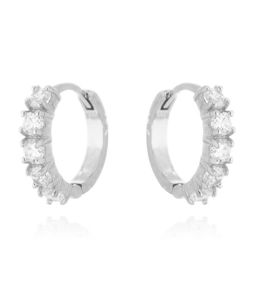 Argola Pequena Basica De Zirconias Brancas Prata 925