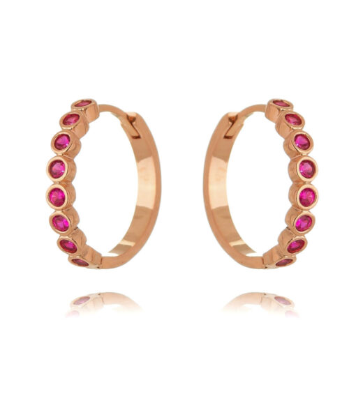 Argola Media De Cravação Inglesa Rubelita Prata 925 Rose Gold