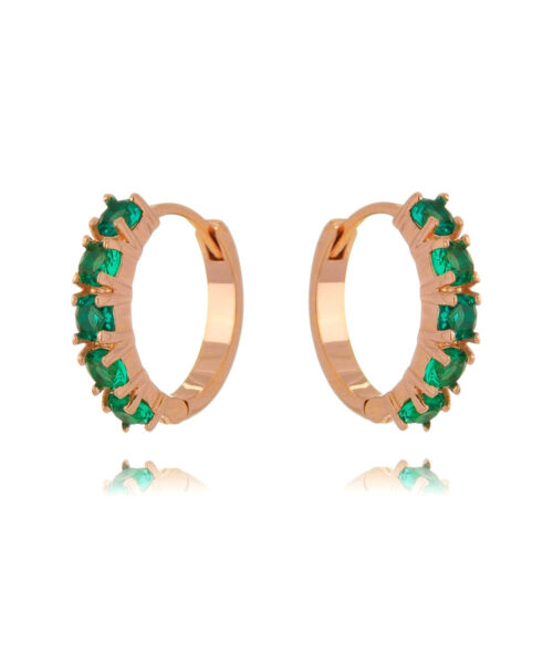 Argola Pequena Cravejada Esmeralda Prata 925 Rosé