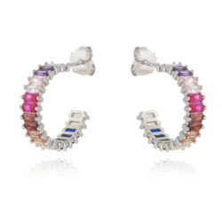 Argola Rainbow Zirconias De Prata 925