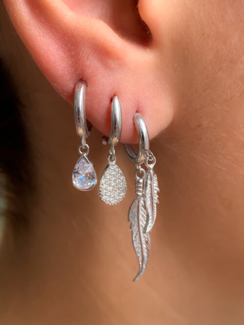 Argola Delicada De Gotinha Zirconia Prata 925 - Image 2