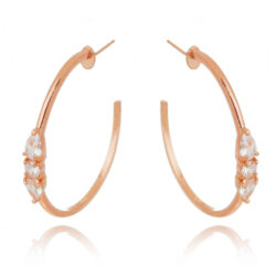 Argola Gotas E Zirconia Redonda Rosé Semi Joias Online