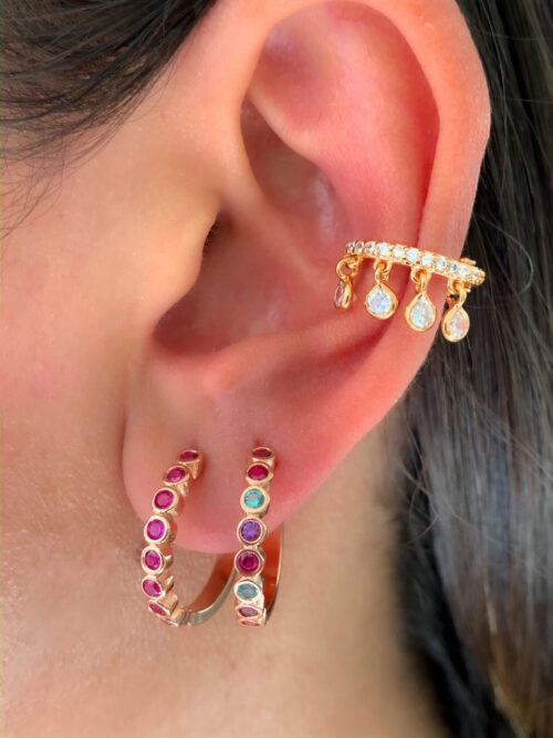 Argola Media De Cravação Inglesa Rubelita Prata 925 Rose Gold - Image 3