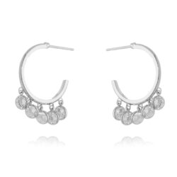 Argola Com 5 Zirconias Penduradas Ródio Semi Joia Delicada