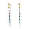 Brinco de gotinhas coloridas rainbow exclusivo prata 925