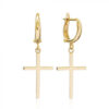 Brinco De Argola De Cruz Prata 925 Banho De Ouro 18K