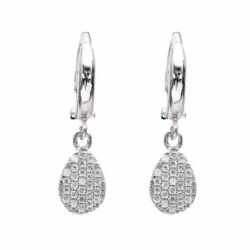 Argola Delicada De Gota Cravejada Zirconias Prata 925