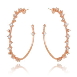 Argola Com Zirconias Brancas Intercaladas Por Zirconias Rosé