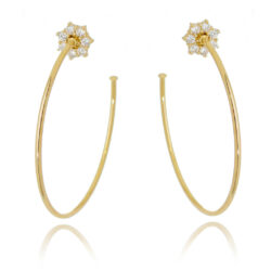 Argola Grande Com Detalhe Delicado Em Zirconias Banho Ouro 18K Semijoia