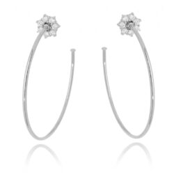 Argola Grande Com Detalhe Delicado Em Zirconias Rodio Semi Joia