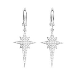 Argola Pole Star Cravejada Zirconias Prata 925 Joia