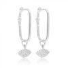Argola Retangular Exclusiva Com Olho Grego Zirconia Branca Prata 925