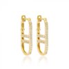 Brinco Estiloso Cravejado Zirconias Prata 925 Banho Ouro