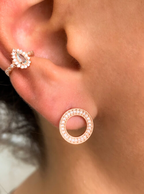 Piercing De Pressão Gota Agua Marinha Cravejada Prata 925 Rose Gold (unitário) - Image 2