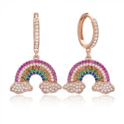 Argola Rainbow Zirconias Coloridas Prata 925 Rose