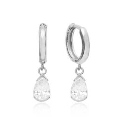 Argola Delicada De Gotinha Zirconia Prata 925
