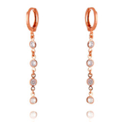 Argola Pequena Com Corrente Tiffany De 4 Zirconias Rosé