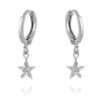 Argola Pequena Lisa Com Mini Estrela Cravejada Zirconias Rodio