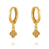 Argola Prata 925 Banho Ouro Com Pingente De Trevinho Cravejado Zirconias
