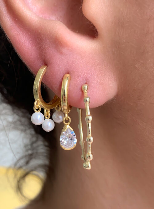 Argola Delicada De Gotinha Zirconia Prata 925 Banho De Ouro 18K - Image 2