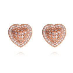 Brinco De Coração Micro Pave Rosé Semi Joia Fina