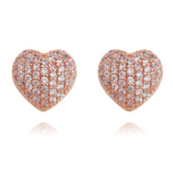 Brinco Pequeno De Coração Micro Pave Zirconias Brancas Prata 925 Rosé