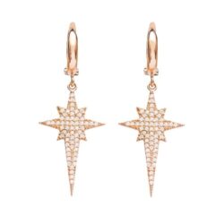 Argola Pole Star Cravejada Zirconias Prata 925 Joia Rosé