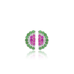Mini Brinco De Melancia Colorido Zirconias Prata 925