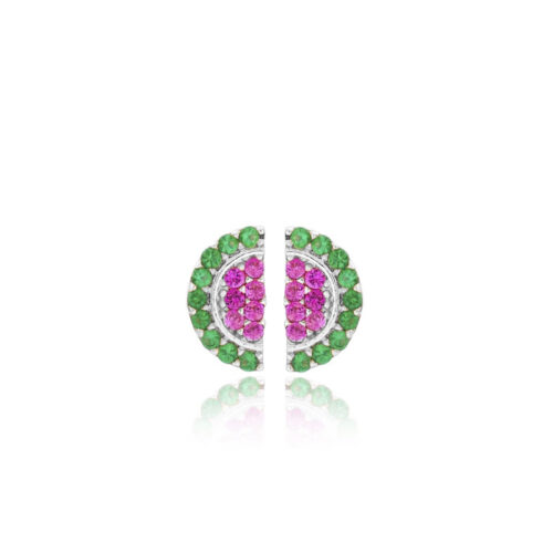 Mini Brinco De Melancia Colorido Zirconias Prata 925