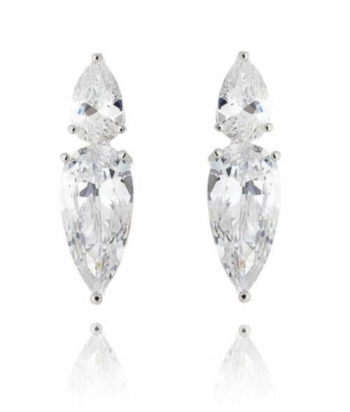 Brinco Cristal Moderno Com Zirconias Geometricas Semijoia