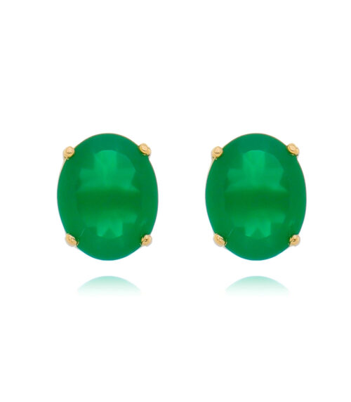 brinco dourado com pedra esmeralda oval de prata 925 joias clássicas Waufen
