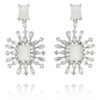 Brinco Moderno Branco Com Zirconia Baguete Semi Joia Fina