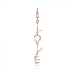 Brinco Love Individual Cravejado De Zirconias Prata 925 Rosé