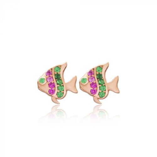 Mini Brinco De Peixinho Colorido Prata 925 Rose