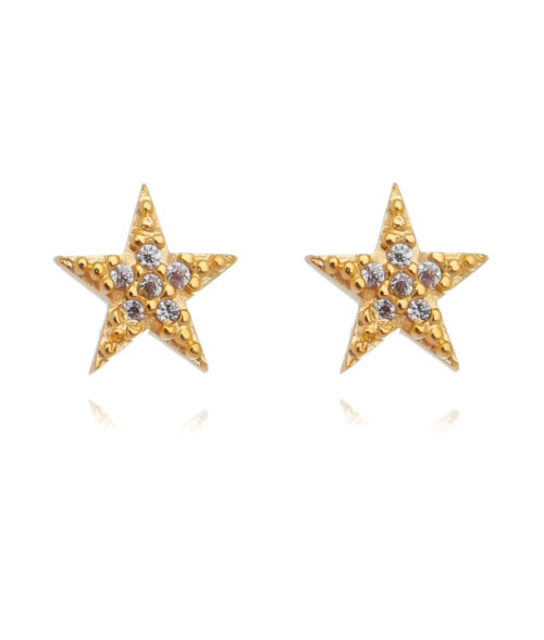 Mini Brinco De Estrela Cravejado Zirconias banho de ouro
