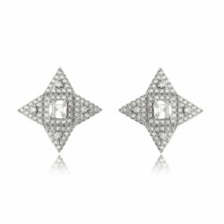 Brinco Prata Louis Vuitton Com Zirconias Cristais Semi Joias De Luxo