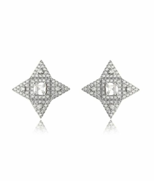 Brinco Prata Louis Vuitton Com Zirconias Cristais Semi Joias De Luxo