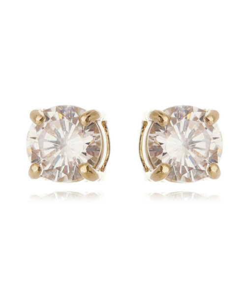 Brinco Ponto De Luz Zirconia Branca Banho Ouro Semi Joia