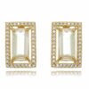 Brinco Retangular Dourado Cristal Branco E Zirconias Pequenas Semijoia