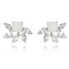 Brinco Meia Flor Branco Candy Com Zirconias Cristal Joias