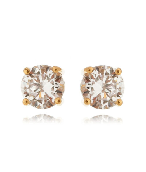 Brinco Ponto De Luz Dourado Cravejado Por Zirconia Branca Semi Joia Classica