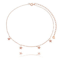 Choker De 4 Estrelinhas Cravejadas Prata 925 Em Banho Rosé