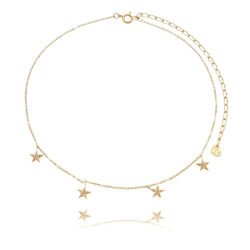 Choker De 4 Estrelinhas Cravejadas Prata 925 Banho Ouro