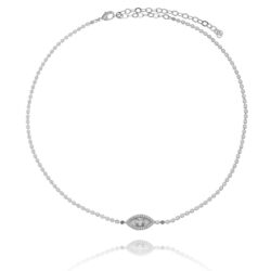 Choker De Bolinhas Chapadas Brilhantes De Olho Grego Zirconias Rodio