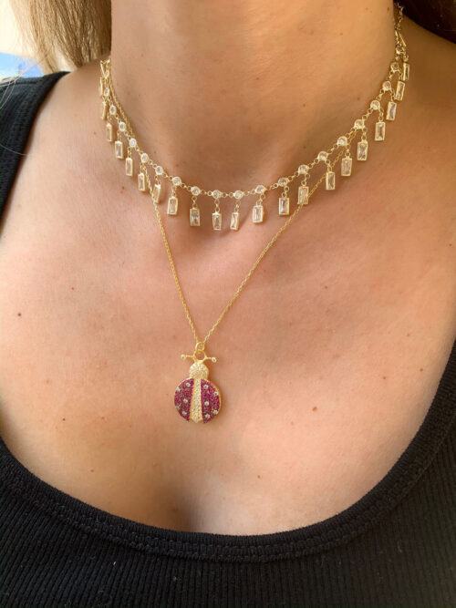 Choker De Luxo Retangulos Zirconias Cravejada Prata 925 Banho Ouro - Image 2