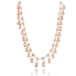 Choker De Luxo Retangulos Zirconias Cravejada Prata 925 Rosé