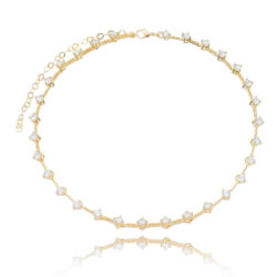 Choker Dourada Da Moda Zirconias Brancas Redondinhas Modelo Thassia