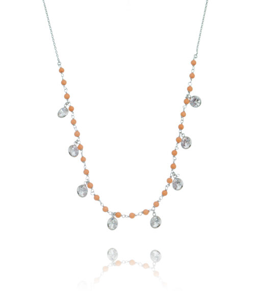 Choker Gargantilha Living Coral Com Pontos De Luz Semi Joia Rodio